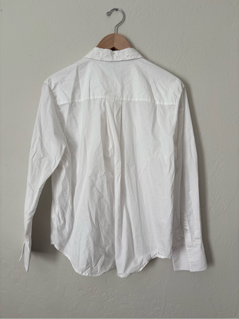 & OTHER STORIES embroidered pearl embellished cotton shirt - Picture 5 of 8